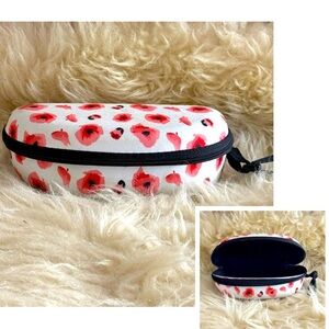 Red Floral Zippered Glasses Case